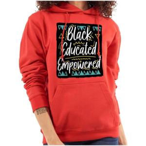 Brisco Brands Black Educated and Empowered Quote Hoodie Sweatshirt Women(Red)