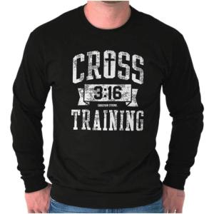 Brisco Brands Cross Training 3:16 Christian Long Sleeve Tshirt Men Women(Black)