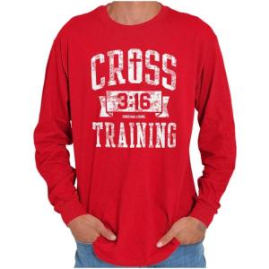 Brisco Brands Cross Training 3:16 Christian Long Sleeve Tshirt Men Women(Cardinal Red)