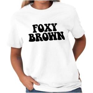 Brisco Brands Foxy Brown Cute Retro Black Pride Womens Graphic T Shirt Tees(White)