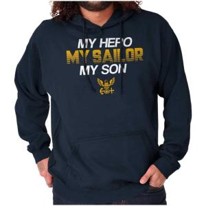 Brisco Brands My Hero My Sailor My Son US Navy Hoodie Sweatshirt Women Men(Navy)