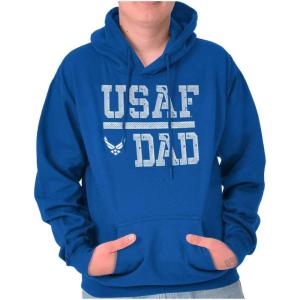 Brisco Brands US Air Force USAF Dad Military Father Hoodie Hooded Sweatshirt Men(Royal)