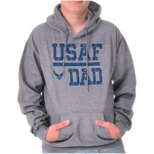 Brisco Brands US Air Force USAF Dad Military Father Hoodie Hooded Sweatshirt Men(Sport Grey)