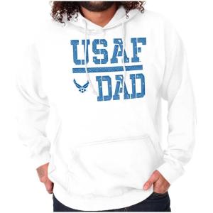 Brisco Brands US Air Force USAF Dad Military Father Hoodie Hooded Sweatshirt Men(White)