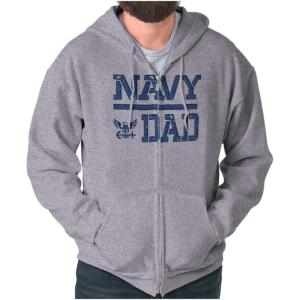 Brisco Brands US Navy Dad Military Anchor Logo Zip Hoodie Sweatshirt Men(Sport Grey)