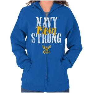 Brisco Brands United States Navy Proud Mom Strong Zip Hoodie Sweatshirt Women