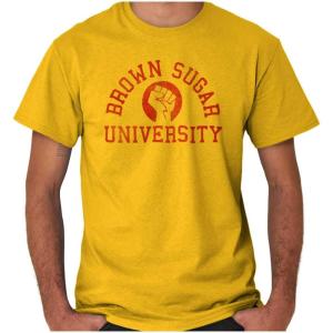 Brown Sugar Cute Black Pride Fist Womens Graphic T Shirt Tees(Gold)
