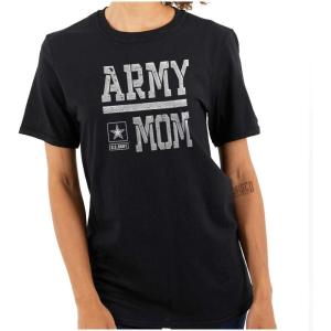 US Army Mom Military Soldier Pride Womens Graphic T Shirt Tees(Black)