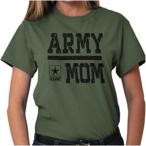 US Army Mom Military Soldier Pride Womens Graphic T Shirt Tees(Military Green)