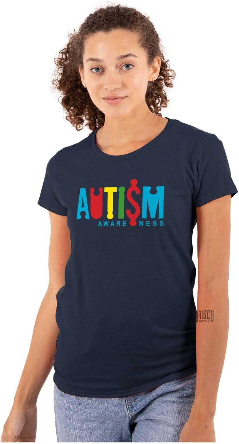 imageAutism Awareness Advocate Puzzle Womens Slim Fit Graphic TeeNavy
