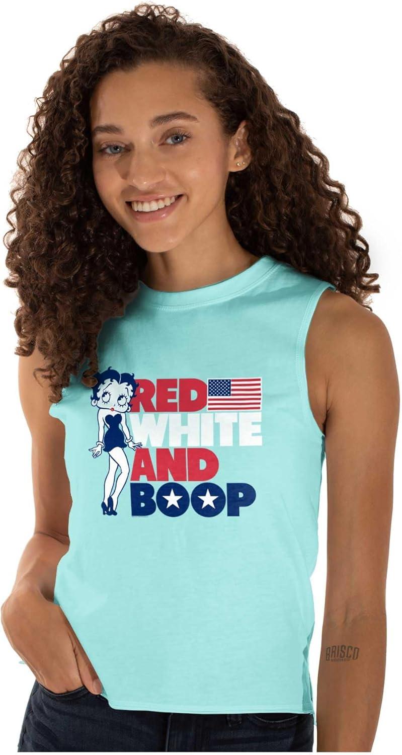 imageBetty Boop Red White Blue Patriotic Womens Sleeveless Tank TopAqua