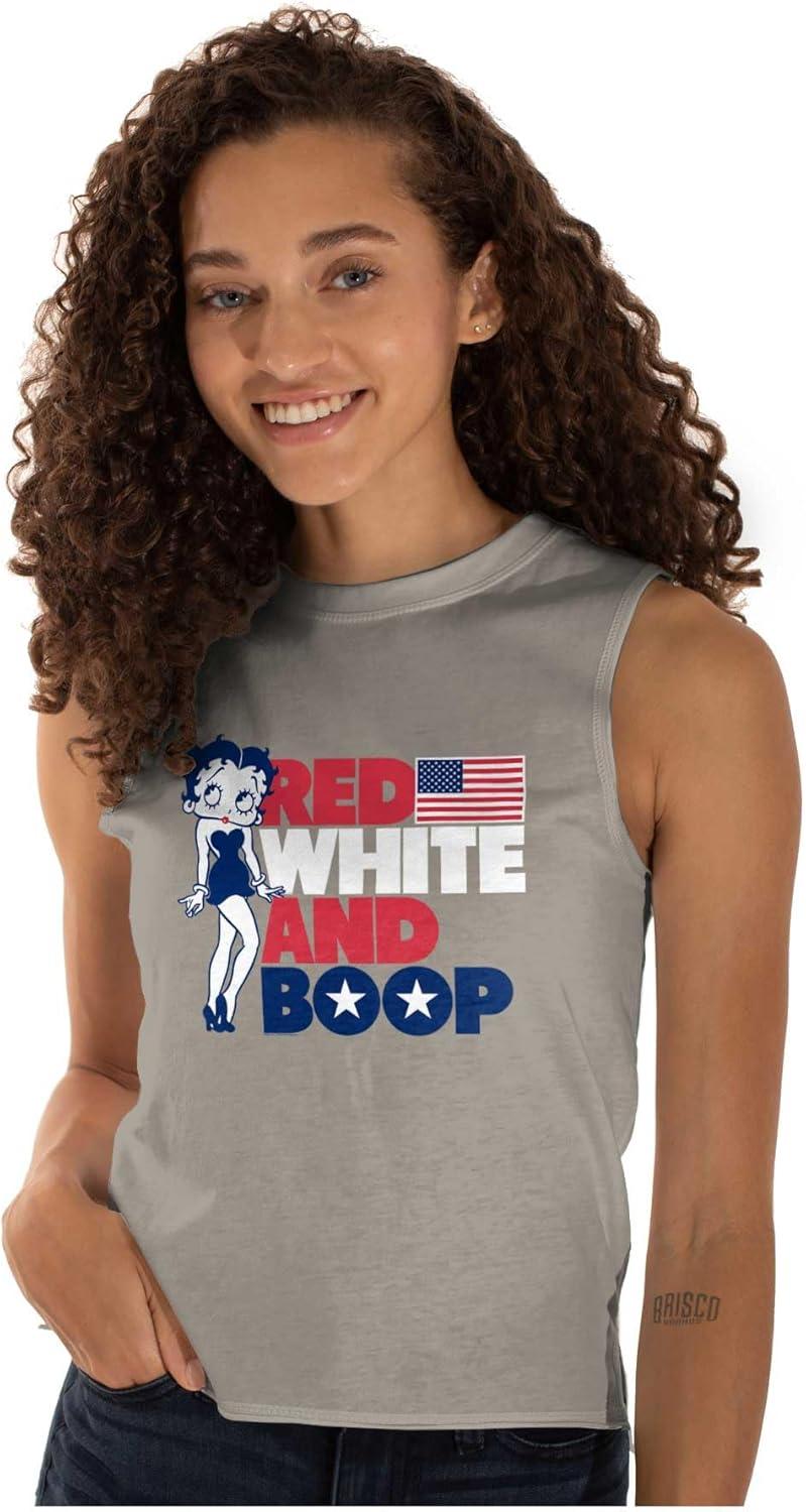 imageBetty Boop Red White Blue Patriotic Womens Sleeveless Tank TopGrey