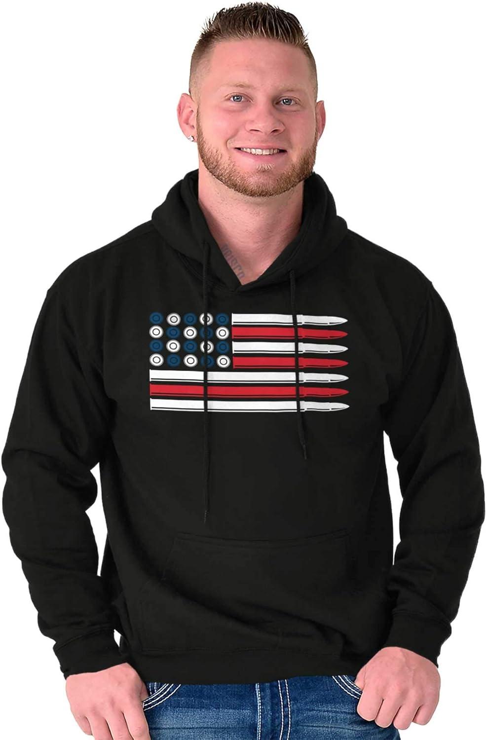 imageBrisco Brands Ammo Bullet 2nd Amendment Flag Hoodie Sweatshirt Women MenBlack Usa Flag