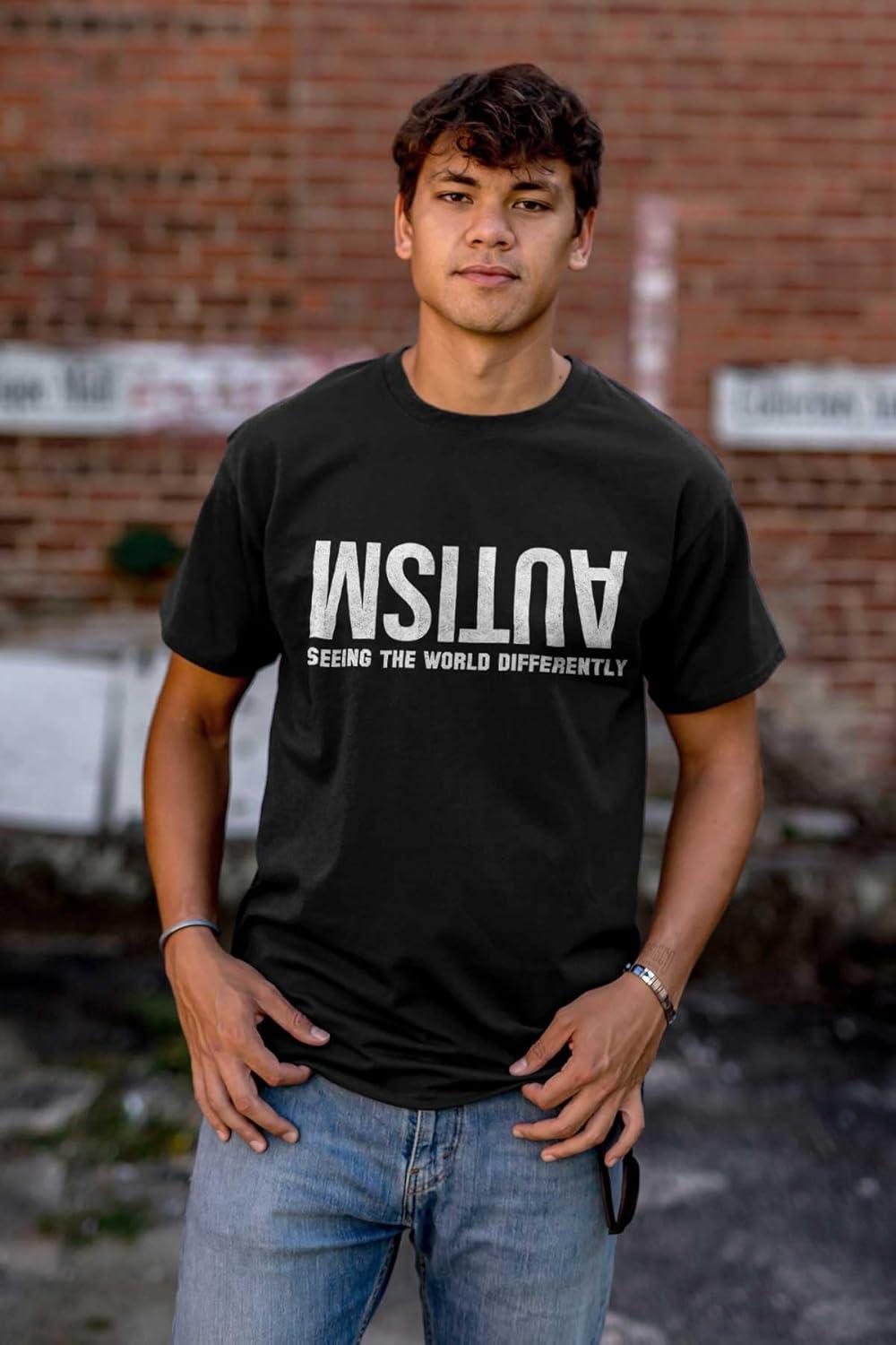 imageBrisco Brands Autism Seeing The World Differently Graphic T Shirt Men or WomenBlack