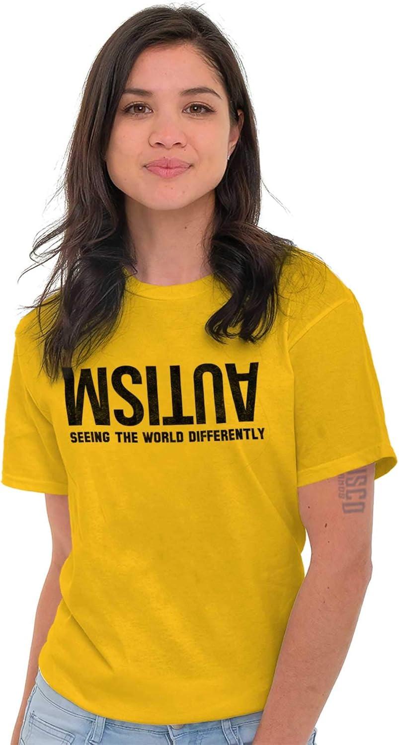 imageBrisco Brands Autism Seeing The World Differently Graphic T Shirt Men or WomenGold