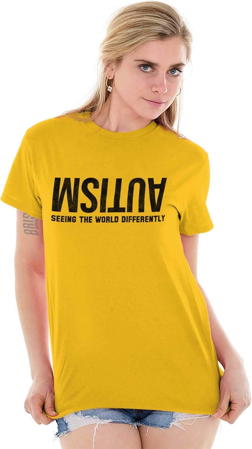 imageBrisco Brands Autism Seeing The World Differently Graphic T Shirt Men or WomenGold