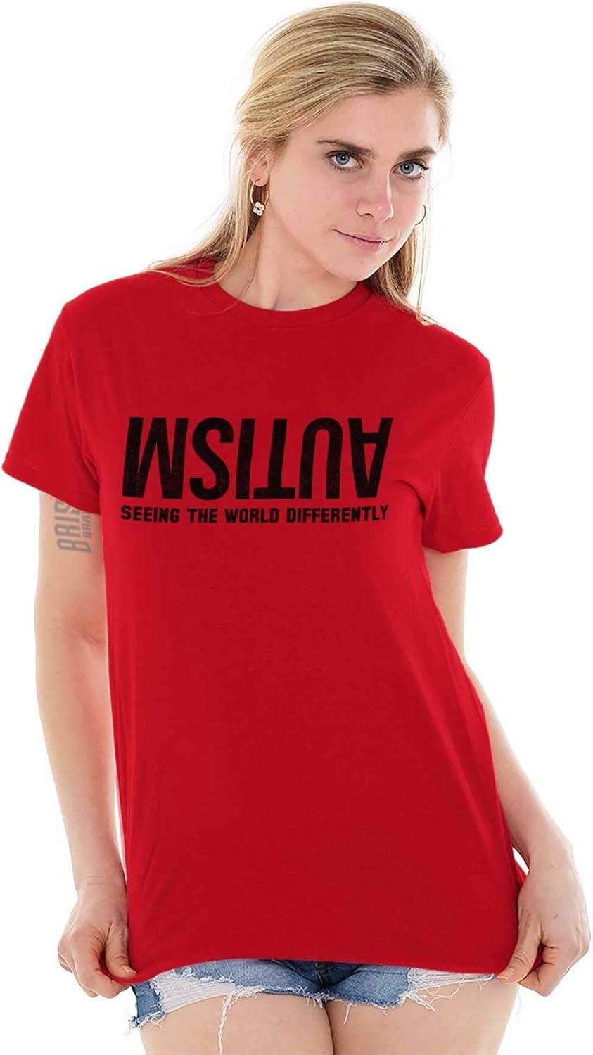 imageBrisco Brands Autism Seeing The World Differently Graphic T Shirt Men or WomenRed