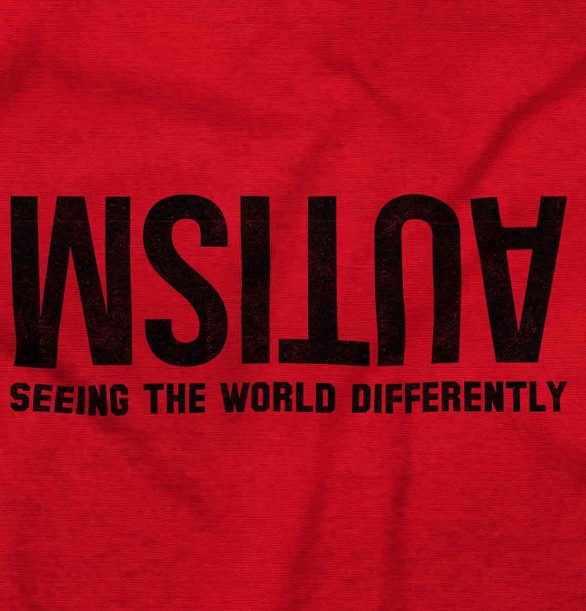 imageBrisco Brands Autism Seeing The World Differently Graphic T Shirt Men or WomenRed