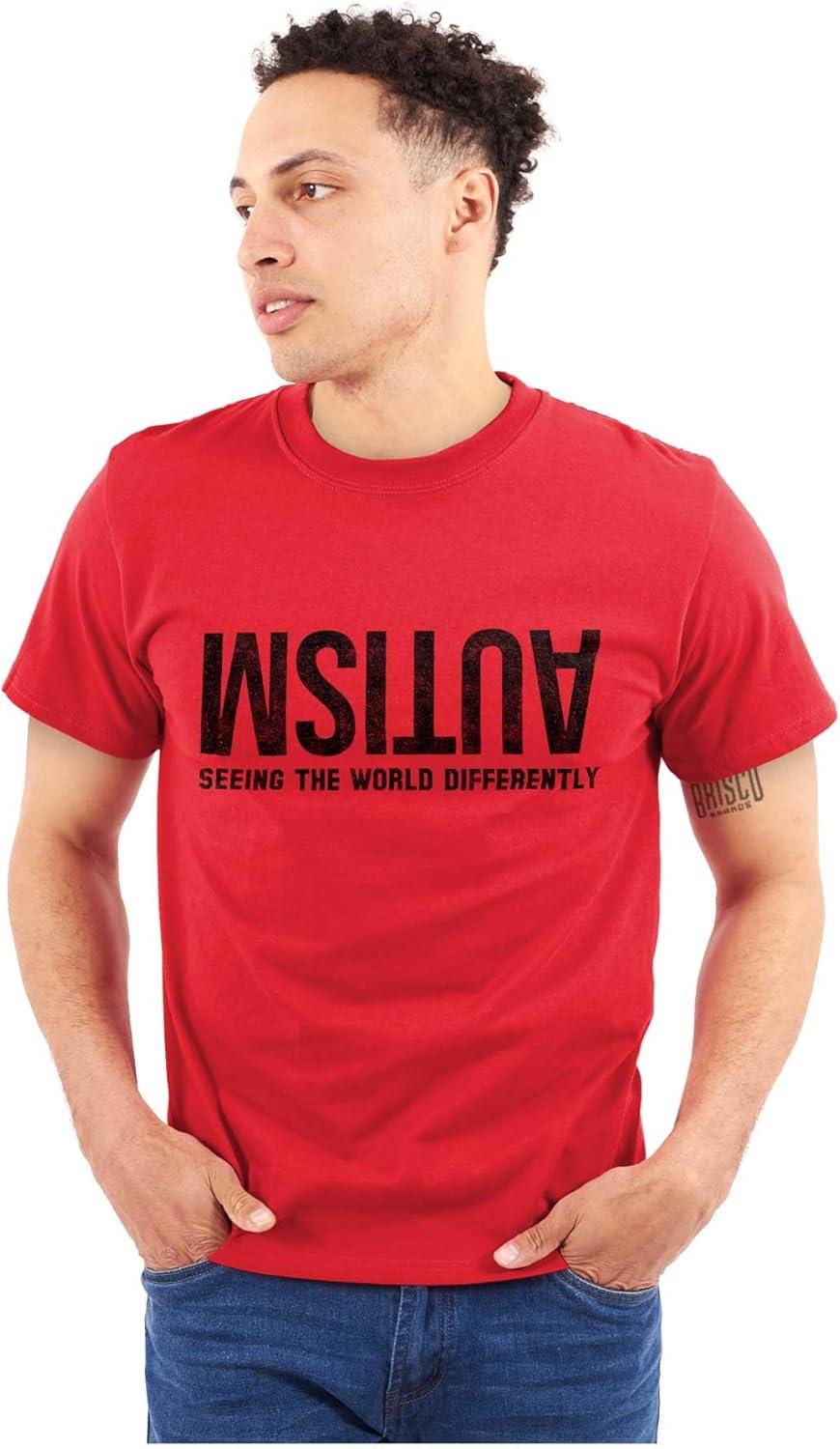 imageBrisco Brands Autism Seeing The World Differently Graphic T Shirt Men or WomenRed