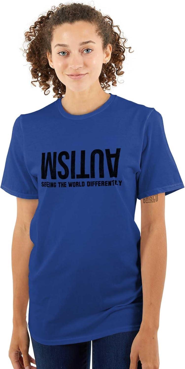 imageBrisco Brands Autism Seeing The World Differently Graphic T Shirt Men or WomenRoyal