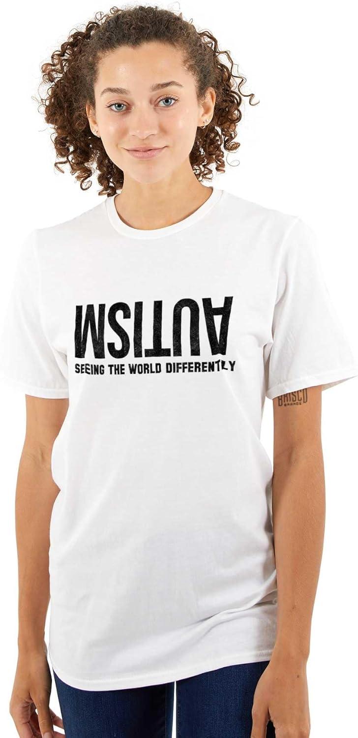 imageBrisco Brands Autism Seeing The World Differently Graphic T Shirt Men or WomenWhite