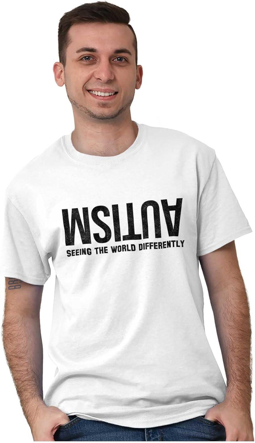 imageBrisco Brands Autism Seeing The World Differently Graphic T Shirt Men or WomenWhite