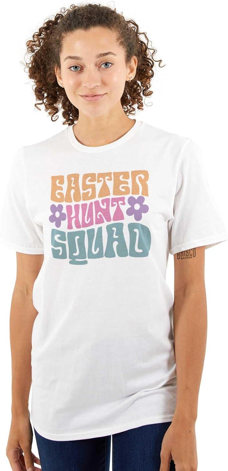 imageBrisco Brands Cute Easter Egg Hunt Squad Daisies Womens Graphic T Shirt TeesWhite