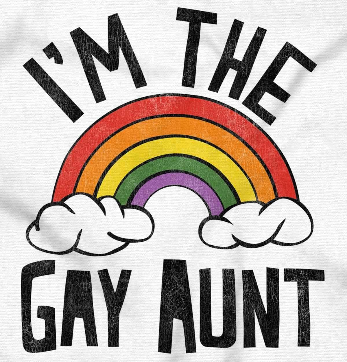 imageBrisco Brands Cute Rainbow Proud LGBTQ Gay Auntie Hoodie Sweatshirt WomenWhite
