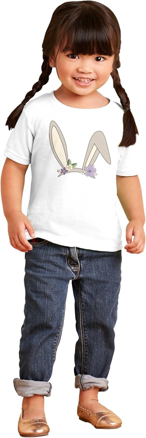 imageBrisco Brands Easter Bunny Ears Flower Crown Toddler Baby Girl T ShirtWhite