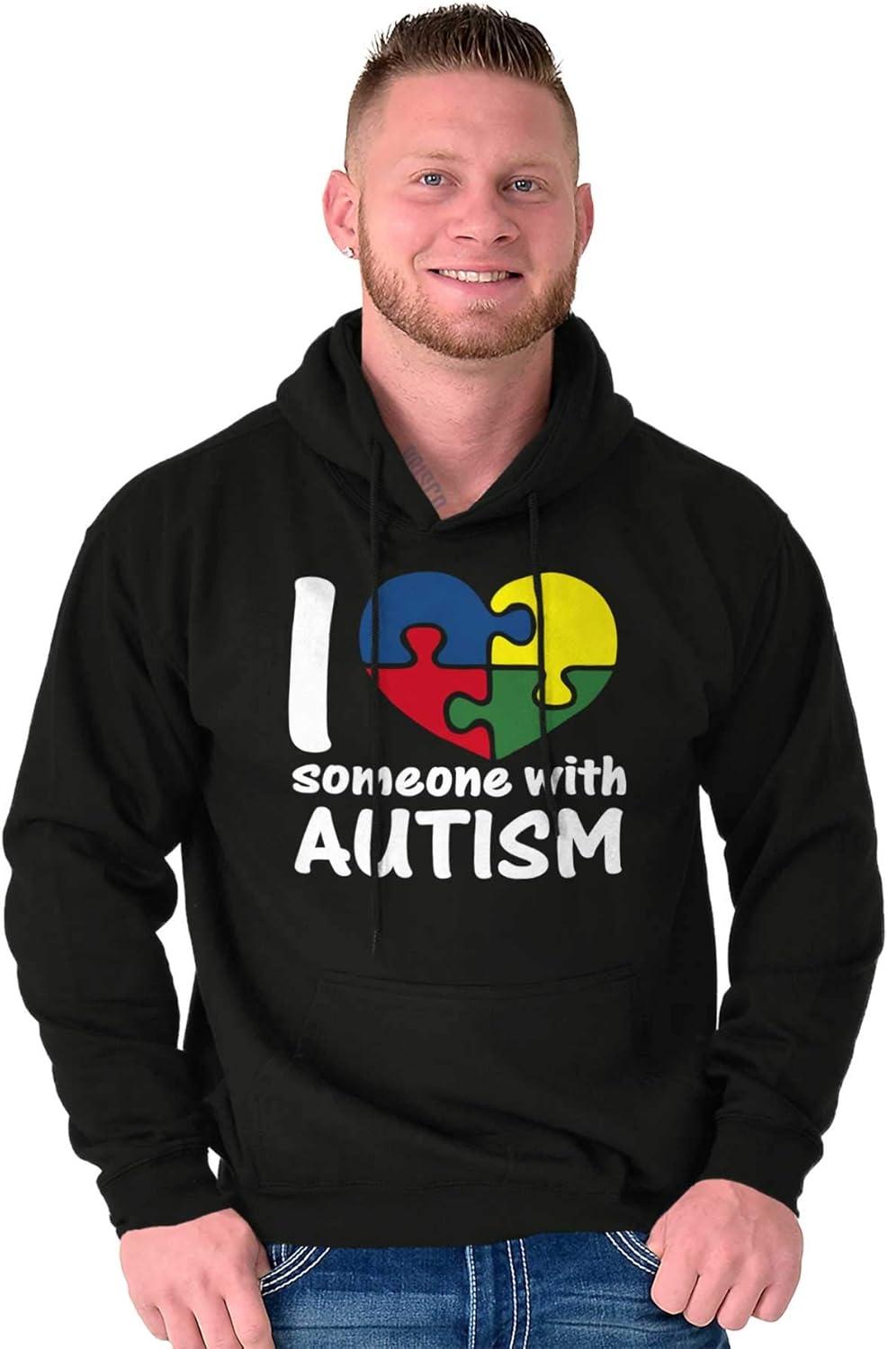 imageBrisco Brands I Love Someone with Autism Puzzle Hoodie Sweatshirt Women MenBlack