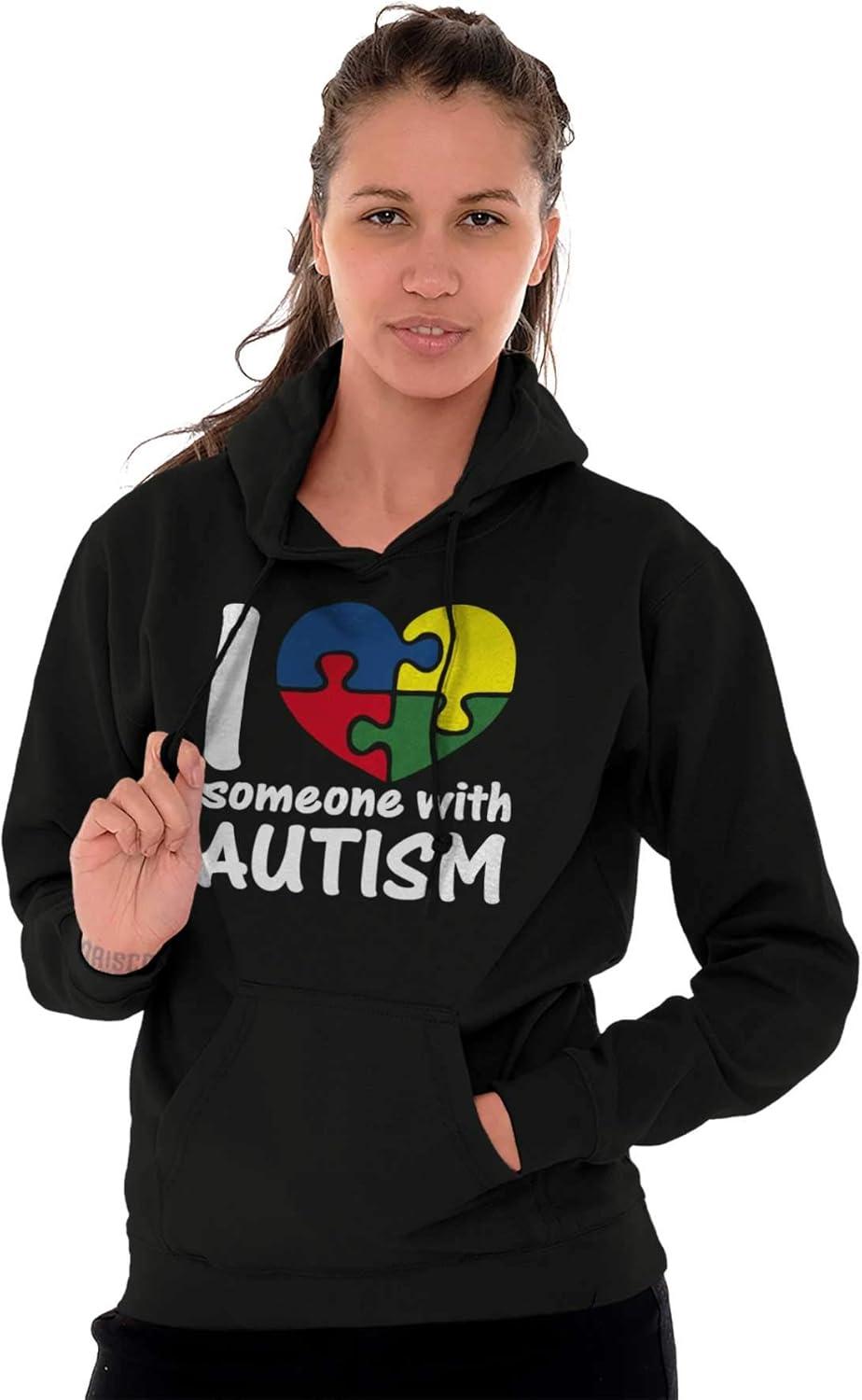 imageBrisco Brands I Love Someone with Autism Puzzle Hoodie Sweatshirt Women MenBlack