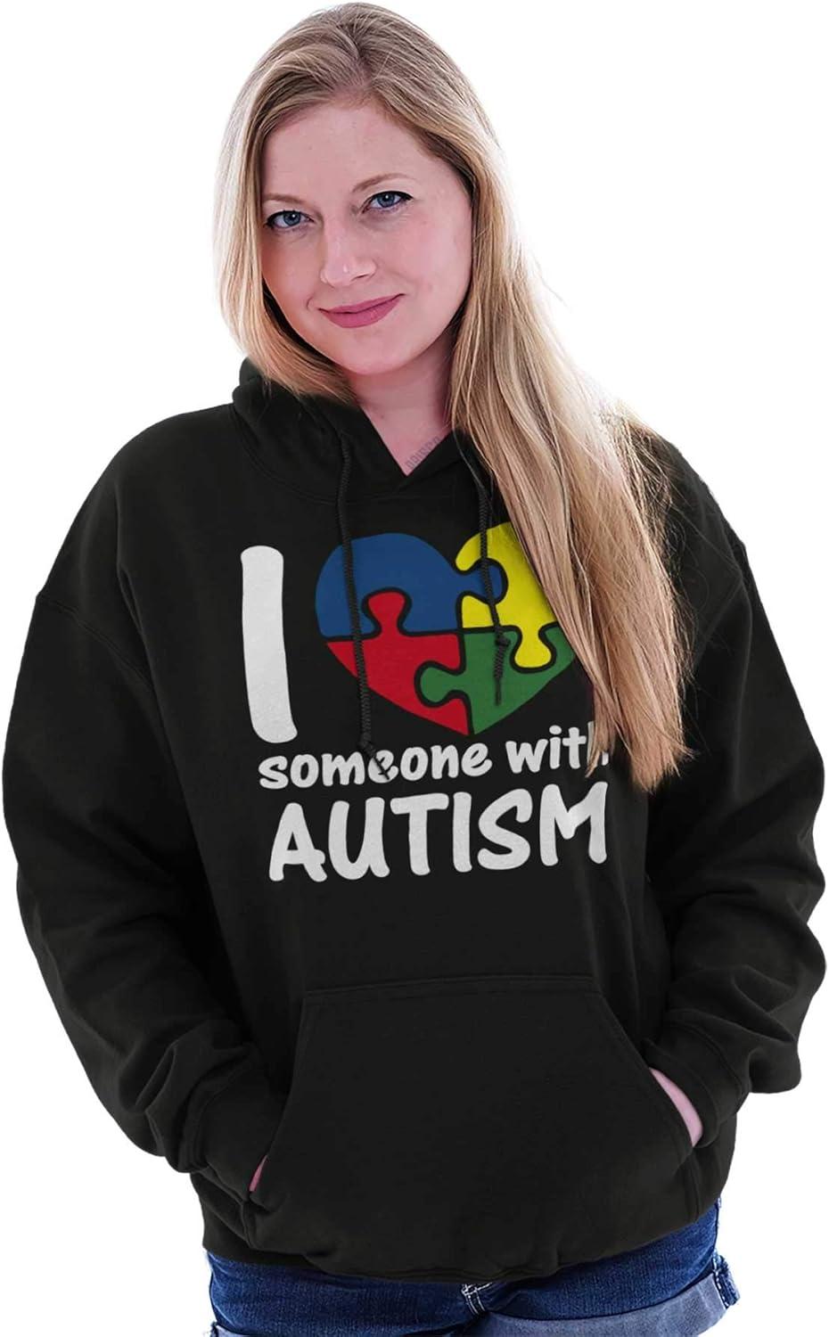imageBrisco Brands I Love Someone with Autism Puzzle Hoodie Sweatshirt Women MenBlack
