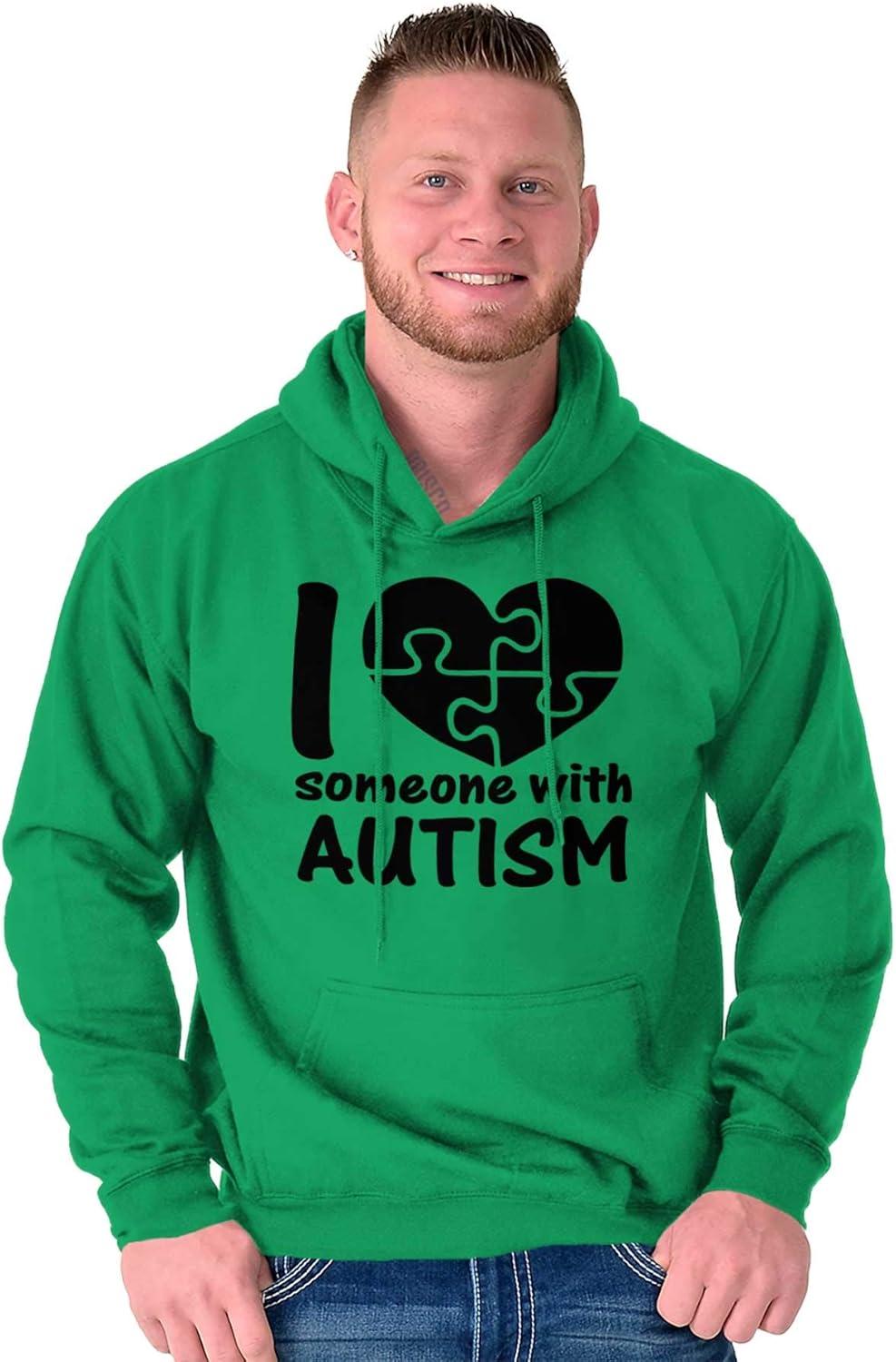 imageBrisco Brands I Love Someone with Autism Puzzle Hoodie Sweatshirt Women MenIrish Green