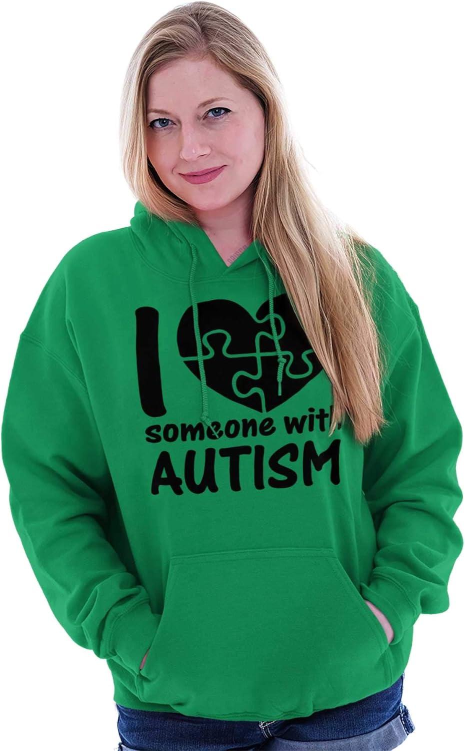 imageBrisco Brands I Love Someone with Autism Puzzle Hoodie Sweatshirt Women MenIrish Green