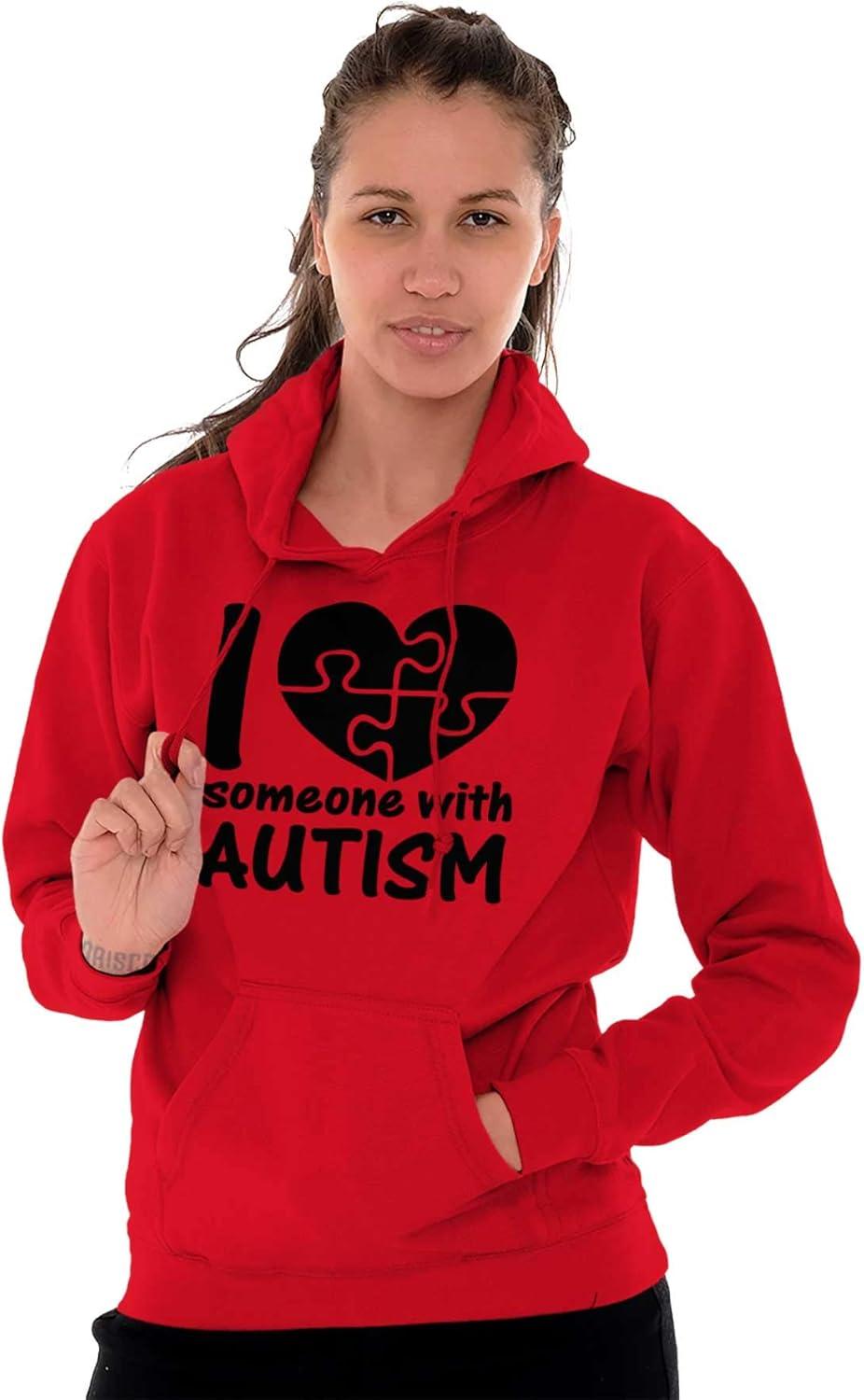 imageBrisco Brands I Love Someone with Autism Puzzle Hoodie Sweatshirt Women MenRed