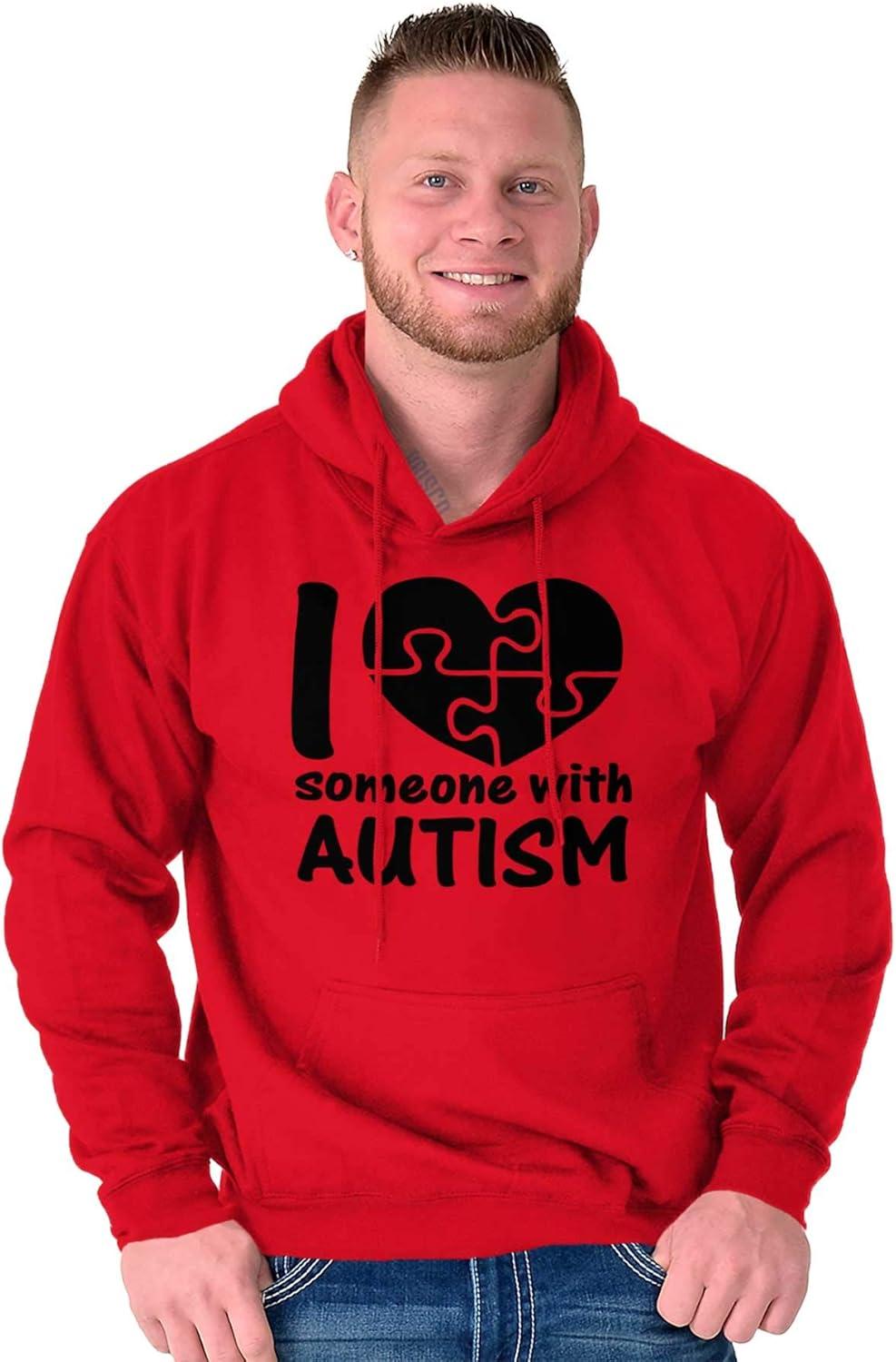 imageBrisco Brands I Love Someone with Autism Puzzle Hoodie Sweatshirt Women MenRed