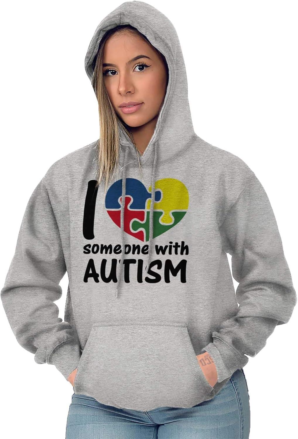 imageBrisco Brands I Love Someone with Autism Puzzle Hoodie Sweatshirt Women MenSport Grey