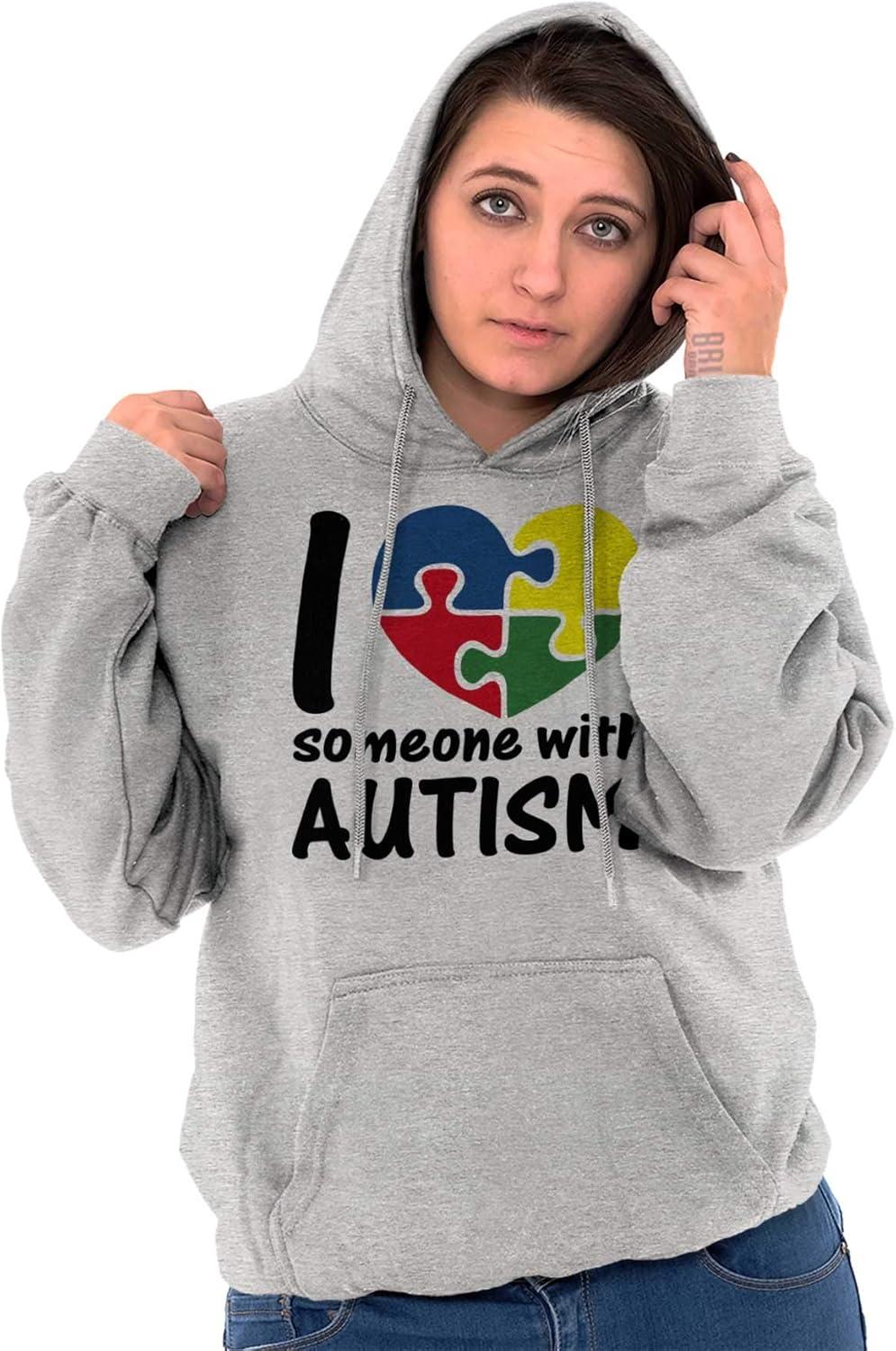 imageBrisco Brands I Love Someone with Autism Puzzle Hoodie Sweatshirt Women MenSport Grey
