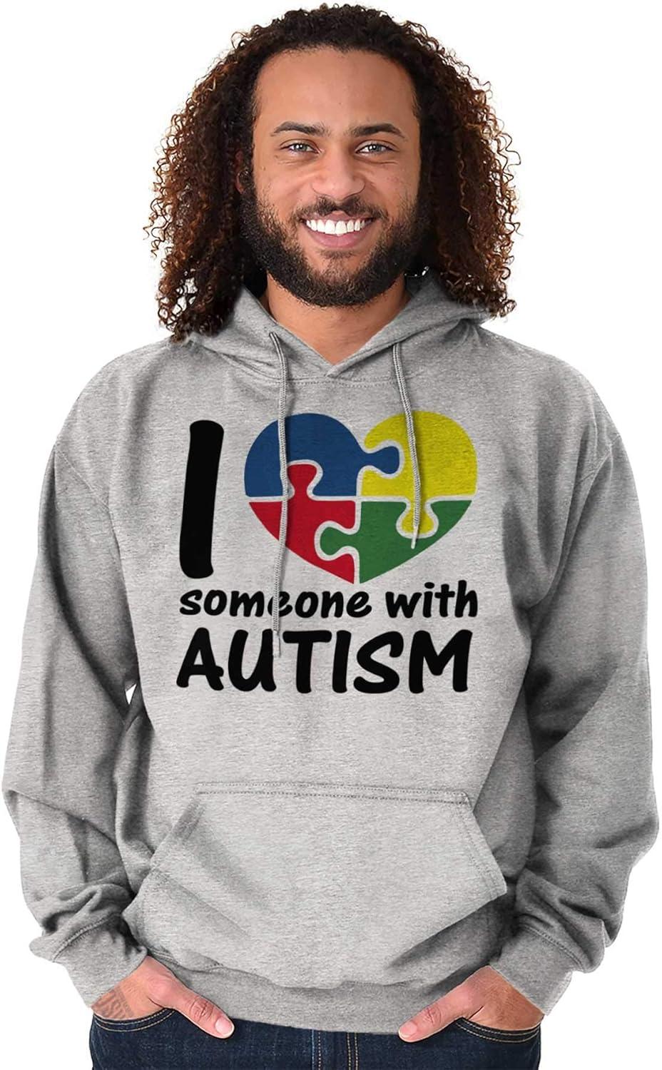 imageBrisco Brands I Love Someone with Autism Puzzle Hoodie Sweatshirt Women MenSport Grey