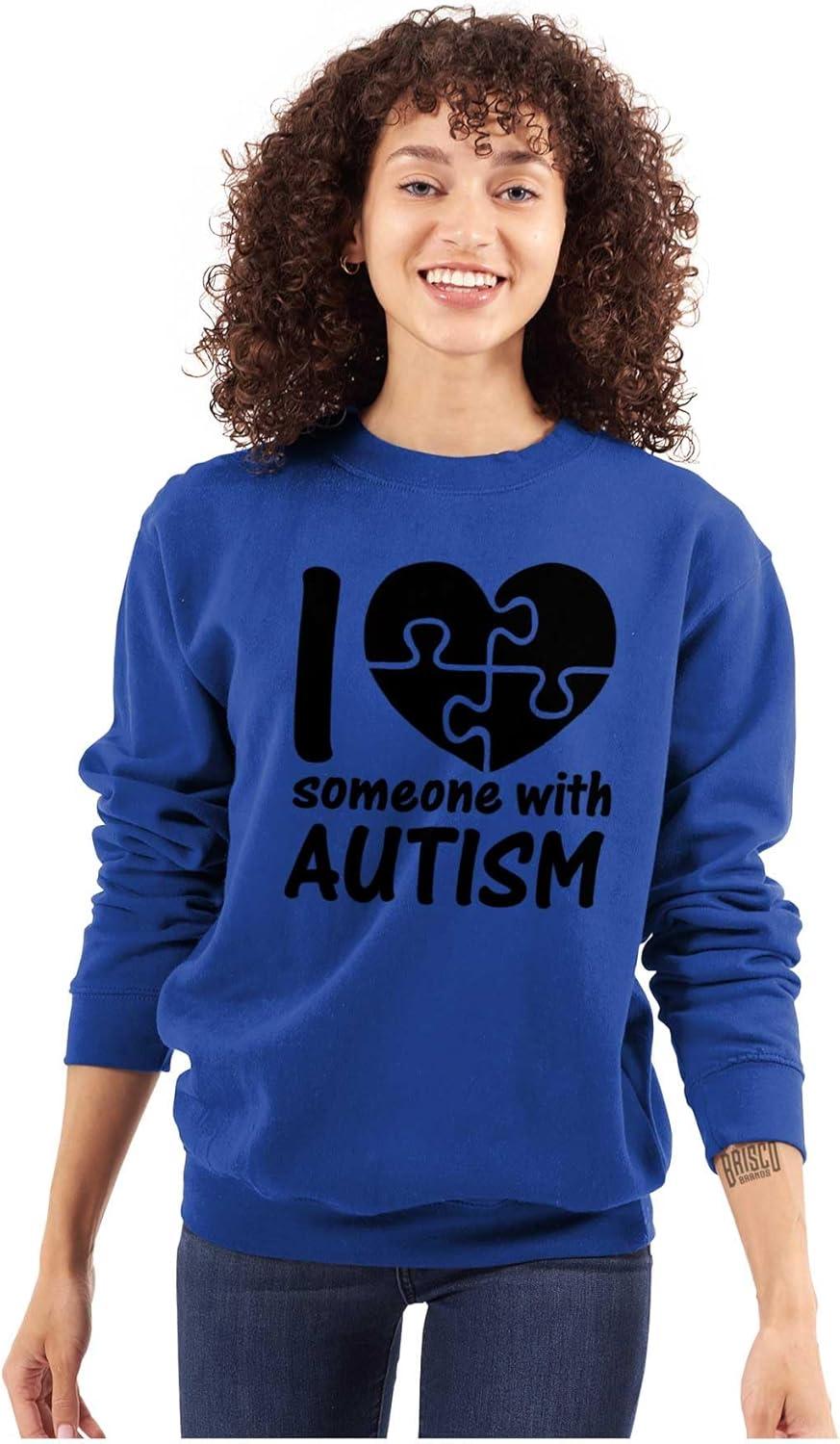 imageBrisco Brands I Love Someone with Autism Puzzle Sweatshirt for Men or WomenRoyal