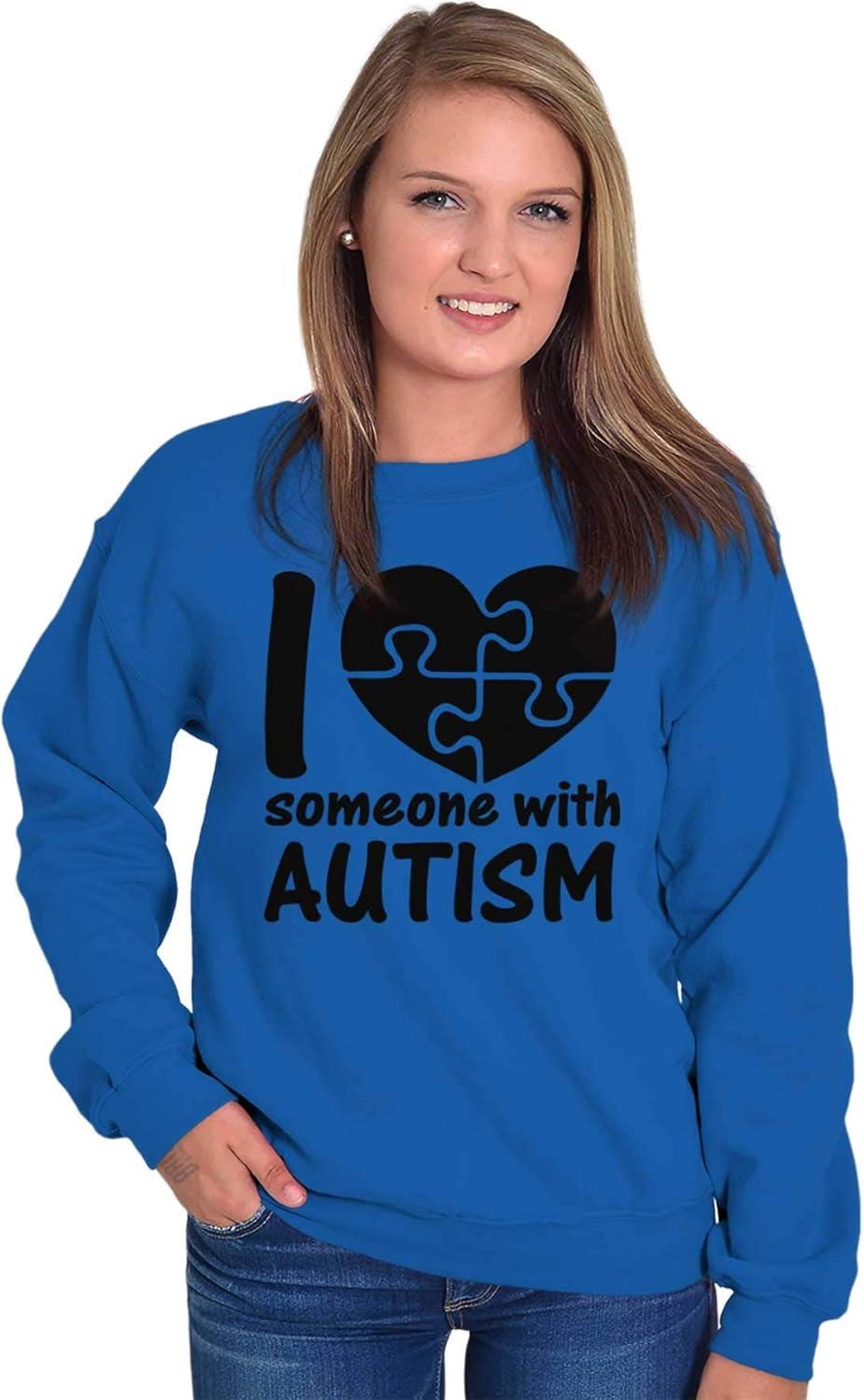 imageBrisco Brands I Love Someone with Autism Puzzle Sweatshirt for Men or WomenRoyal