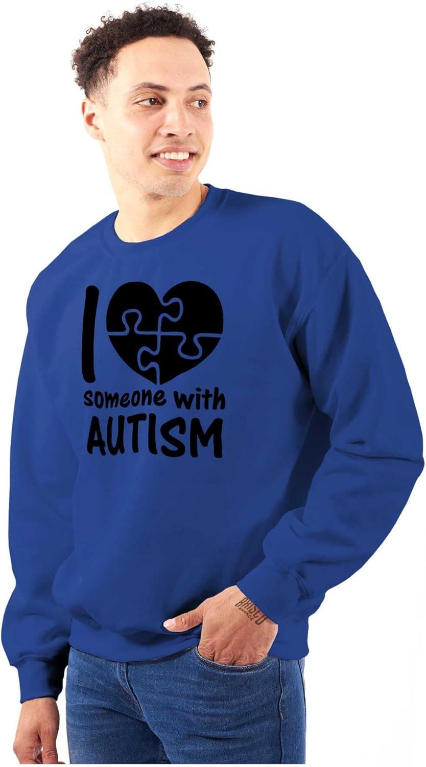 imageBrisco Brands I Love Someone with Autism Puzzle Sweatshirt for Men or WomenRoyal