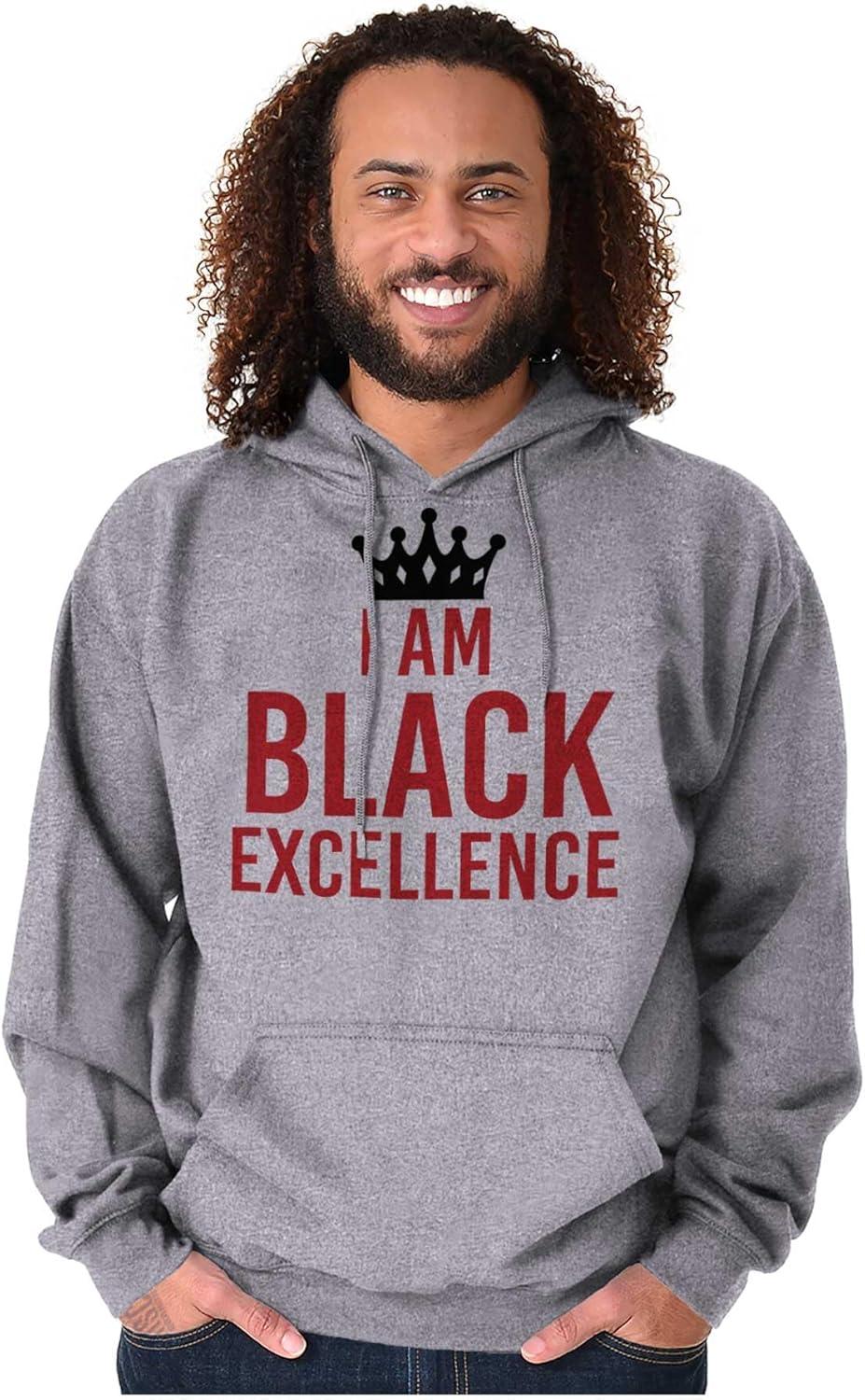 imageBrisco Brands I am Black Excellence Royal Crown Hoodie Sweatshirt Women MenSport Grey