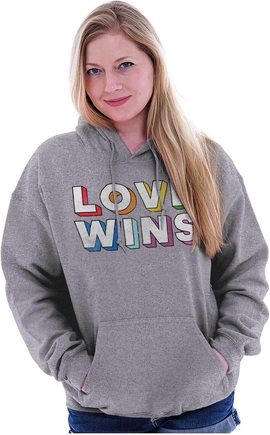 imageBrisco Brands Inspirational Love Wins Rainbow Hoodie Sweatshirt Women MenSport Grey