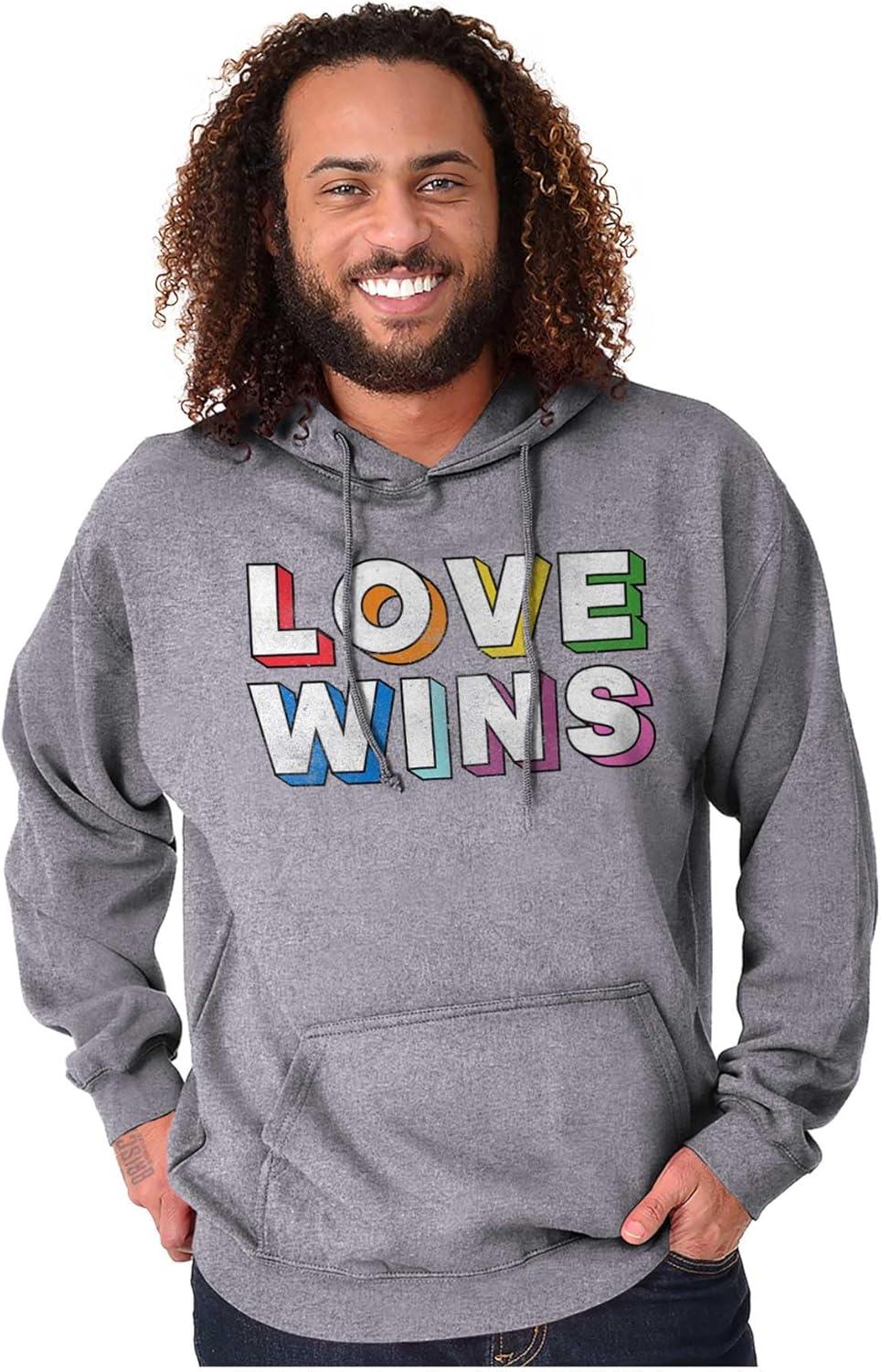 imageBrisco Brands Inspirational Love Wins Rainbow Hoodie Sweatshirt Women MenSport Grey