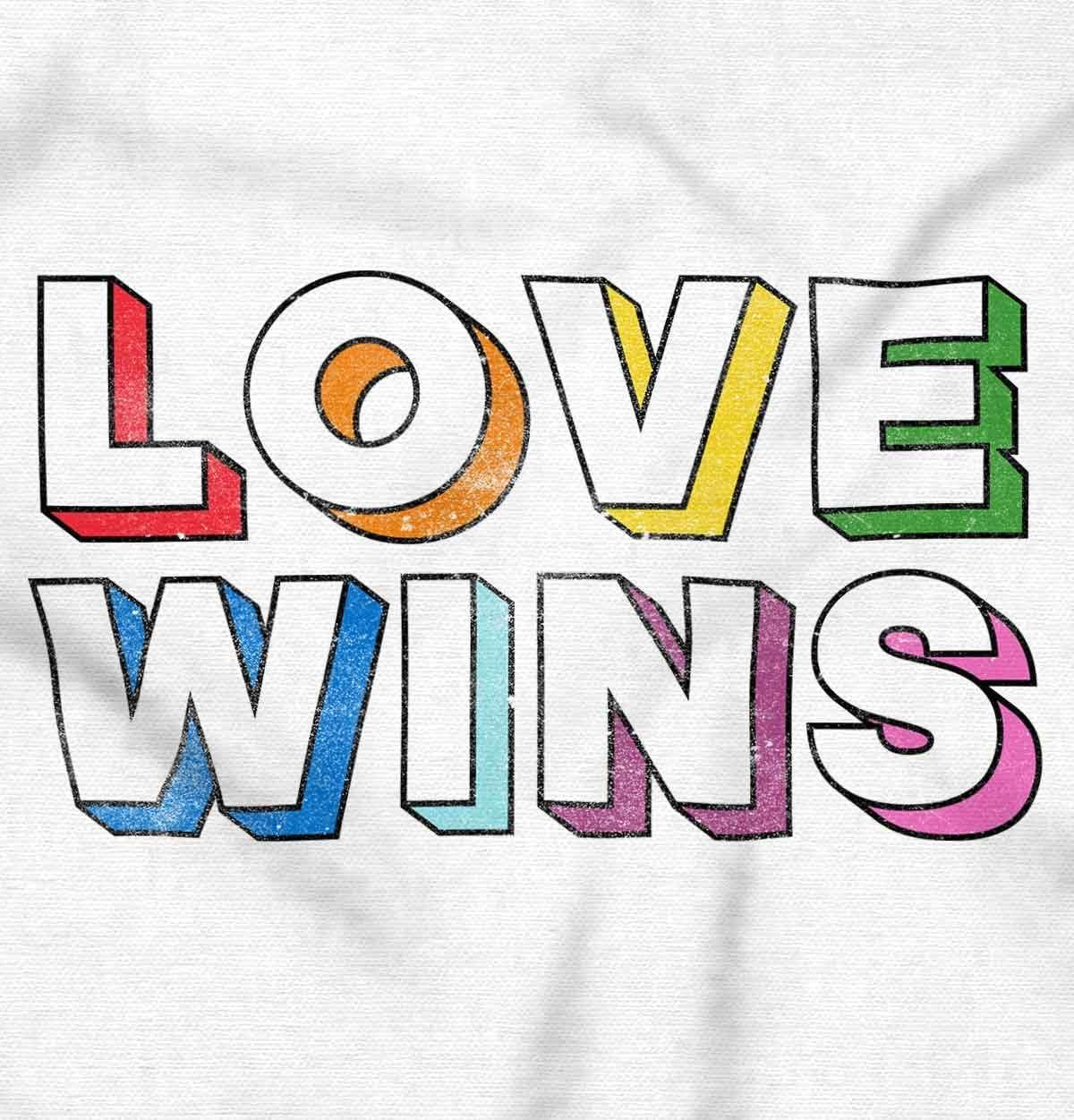 imageBrisco Brands Inspirational Love Wins Rainbow Hoodie Sweatshirt Women MenWhite