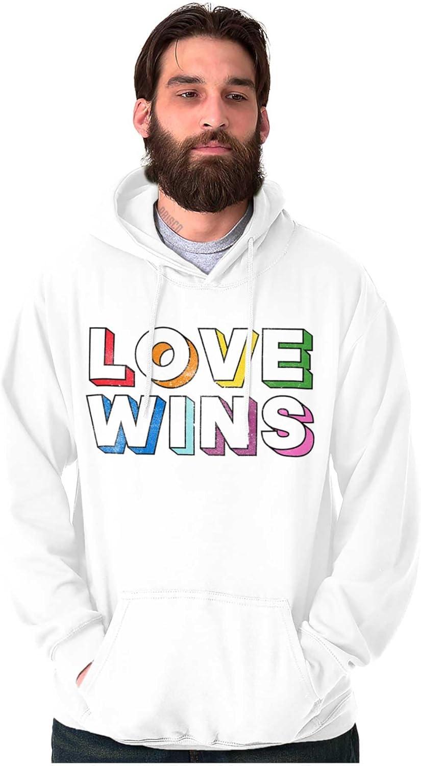 imageBrisco Brands Inspirational Love Wins Rainbow Hoodie Sweatshirt Women MenWhite