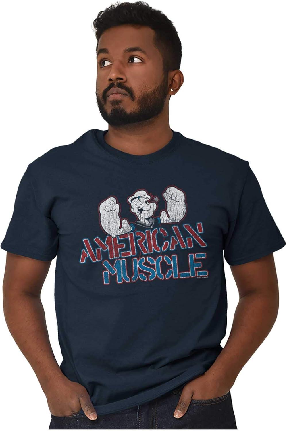imageBrisco Brands Popeye American Muscle Athletic Mens Graphic T Shirt TeesNavy