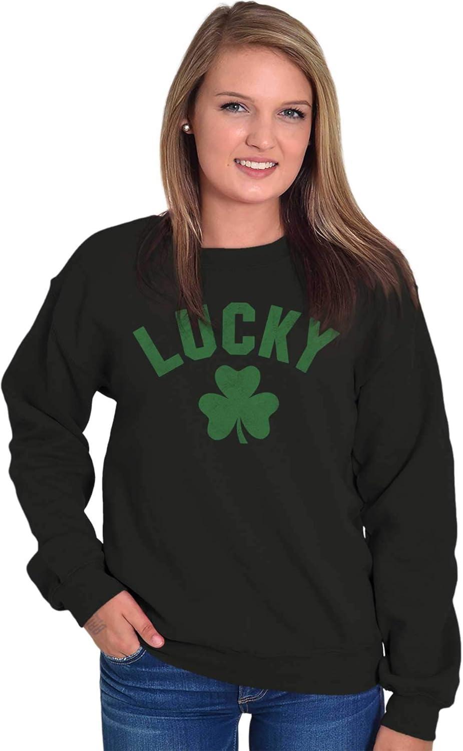 imageBrisco Brands Saint Patricks Day Lucky Shamrocks Sweatshirt for Men or WomenBlack