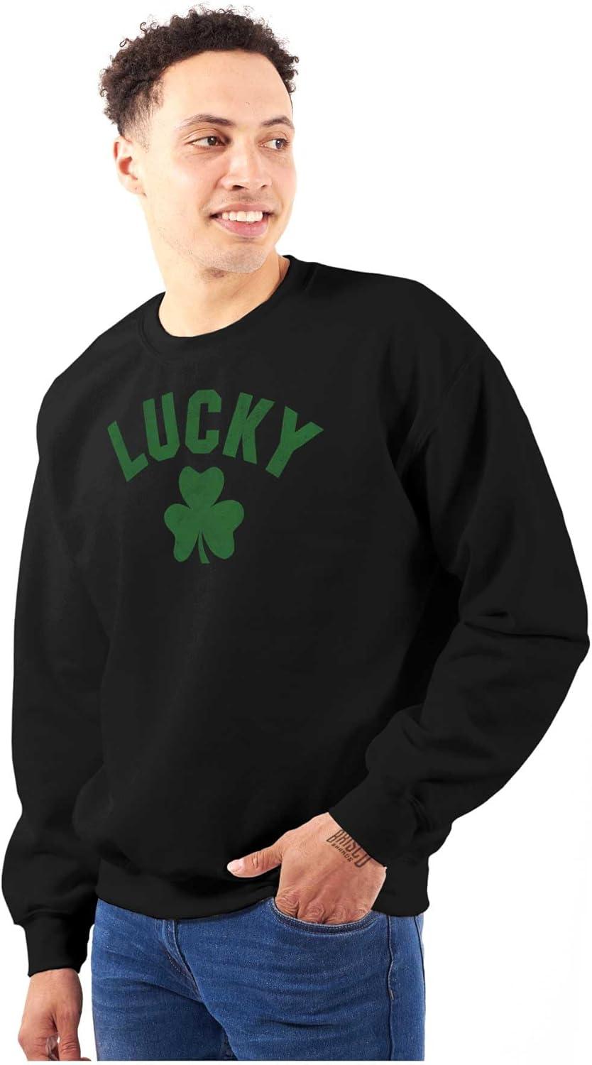 imageBrisco Brands Saint Patricks Day Lucky Shamrocks Sweatshirt for Men or WomenBlack